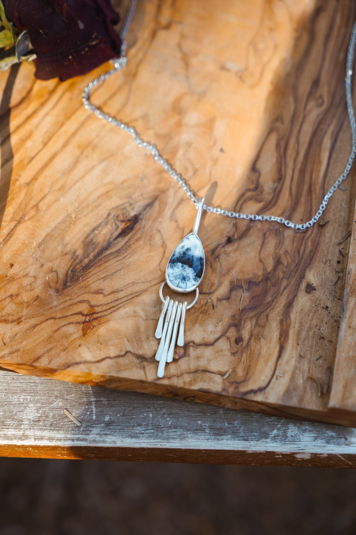 Dendritic Agate Pendant - Golden Road Crafted