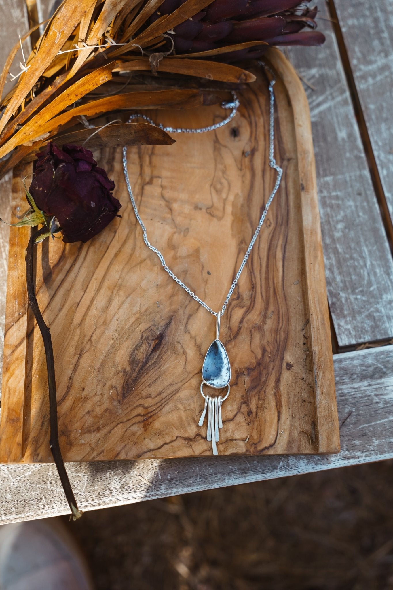 Dendritic Agate Pendant - Golden Road Crafted