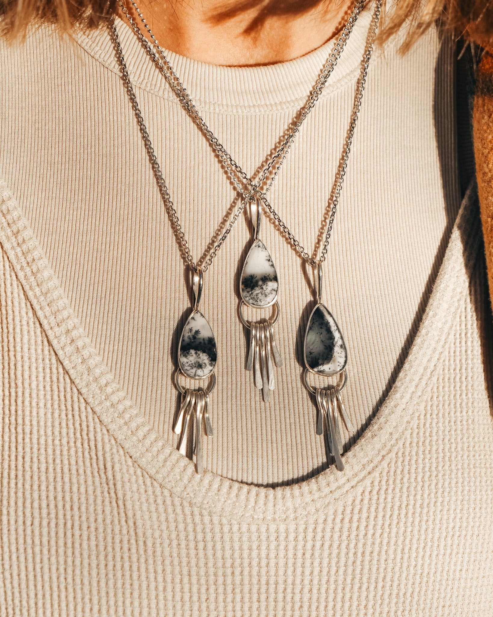 Dendritic Agate Pendant - Golden Road Crafted