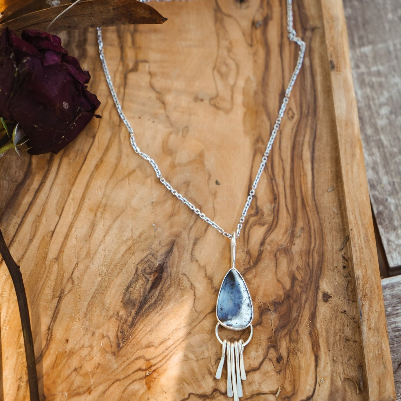 Dendritic Agate Pendant - Golden Road Crafted