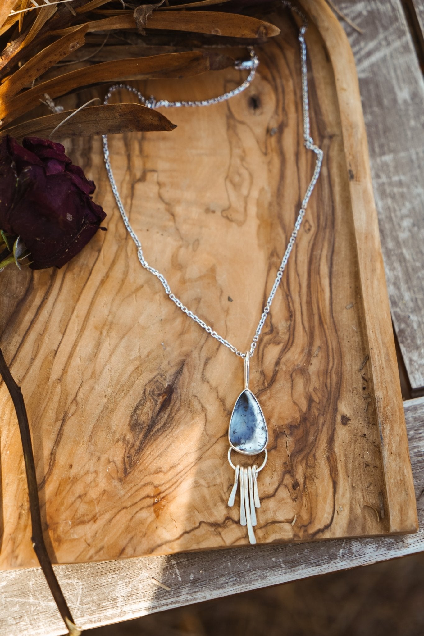 Dendritic Agate Pendant - Golden Road Crafted