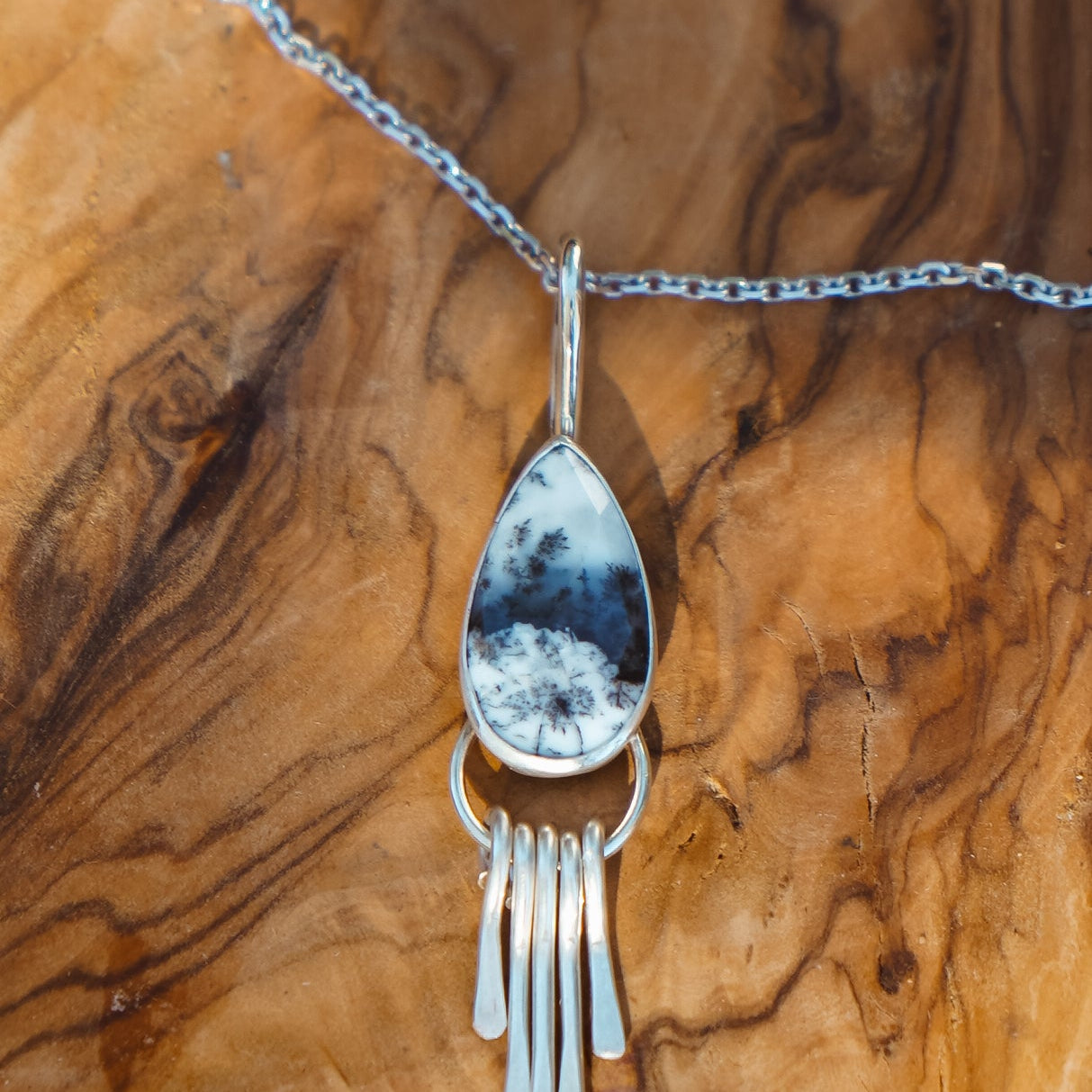 Dendritic Agate Pendant - Golden Road Crafted