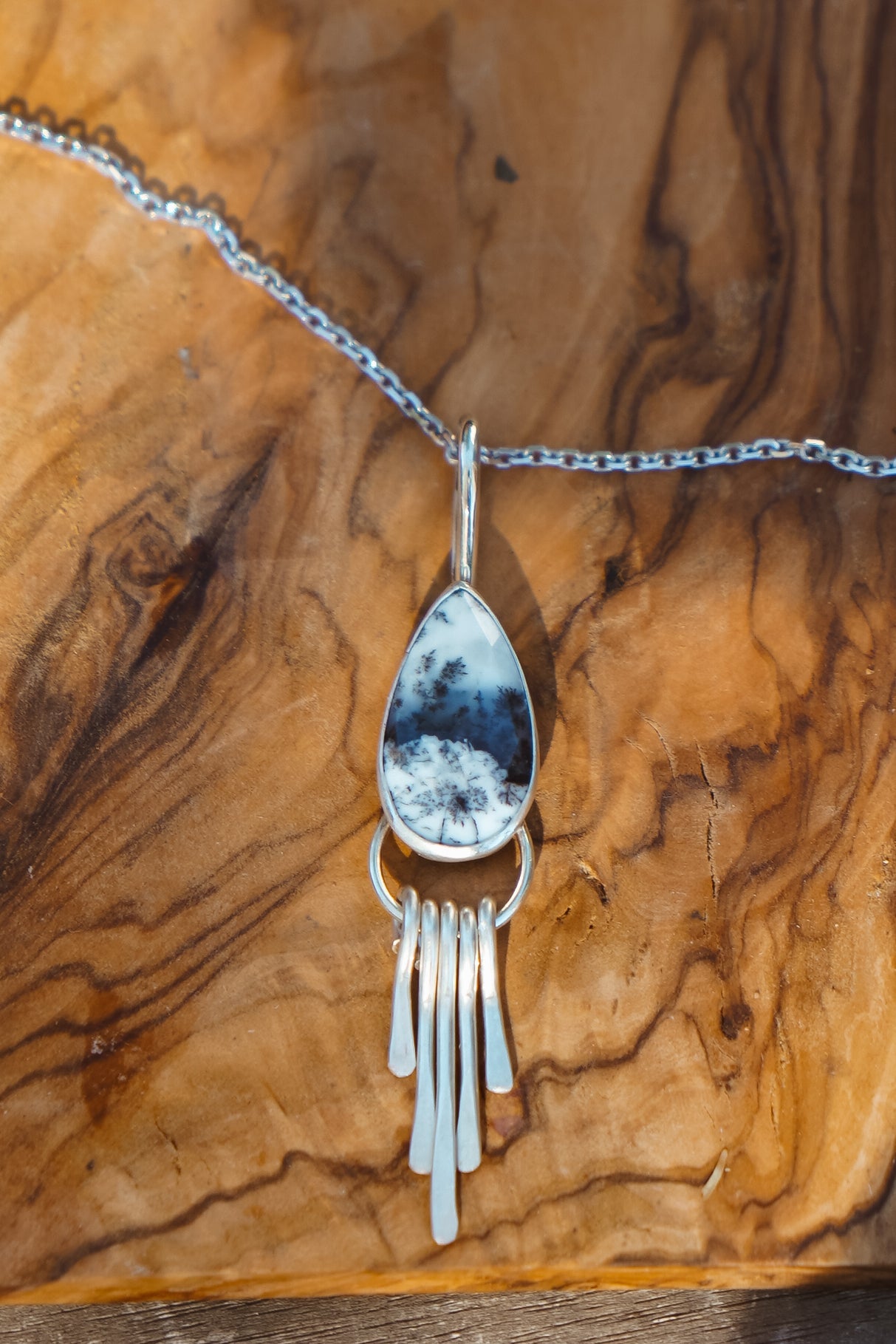 Dendritic Agate Pendant - Golden Road Crafted