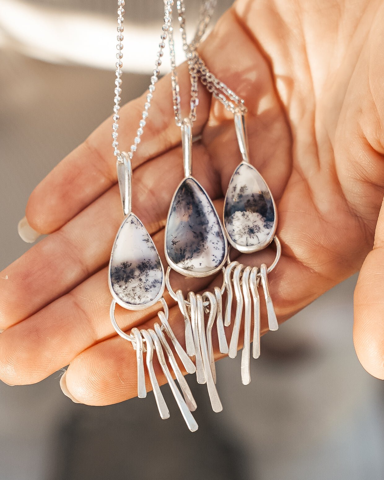 Dendritic Agate Pendant - Golden Road Crafted