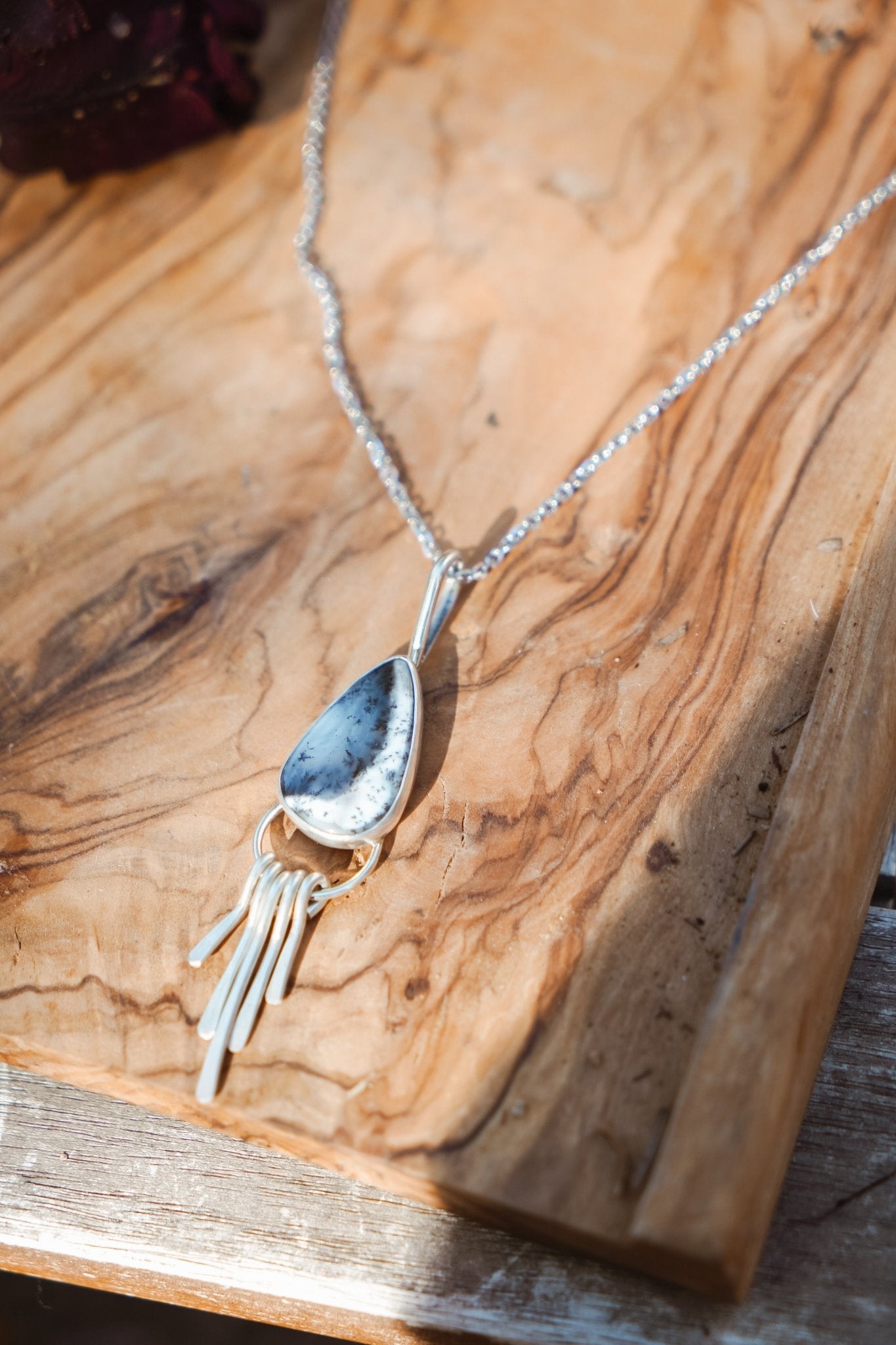 Dendritic Agate Pendant - Golden Road Crafted