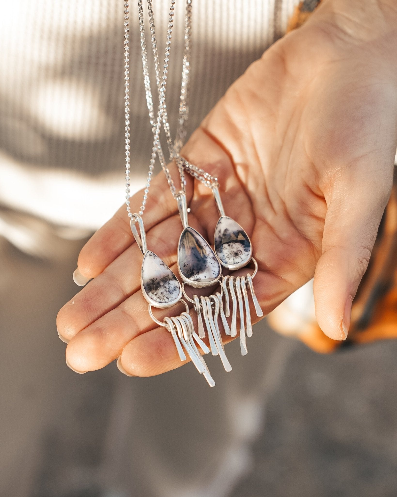 Dendritic Agate Pendant - Golden Road Crafted