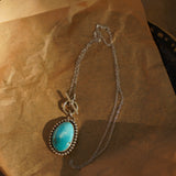 Desert Cloud Toggle Necklace in Hubei Turquoise - Golden Road Crafted