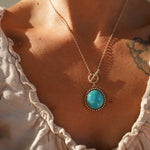 Desert Cloud Toggle Necklace in Hubei Turquoise - Golden Road Crafted