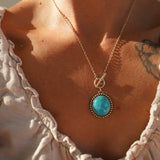 Desert Cloud Toggle Necklace in Hubei Turquoise - Golden Road Crafted