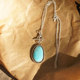 Desert Cloud Toggle Necklace in Hubei Turquoise - Golden Road Crafted