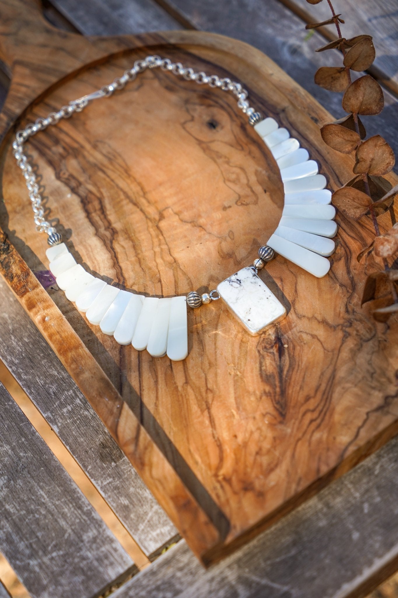 Desert Wings Collar in Whitewater Turquoise - Golden Road Crafted