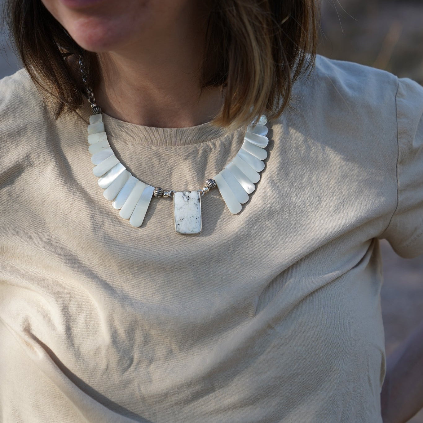 Desert Wings Collar in Whitewater Turquoise - Golden Road Crafted