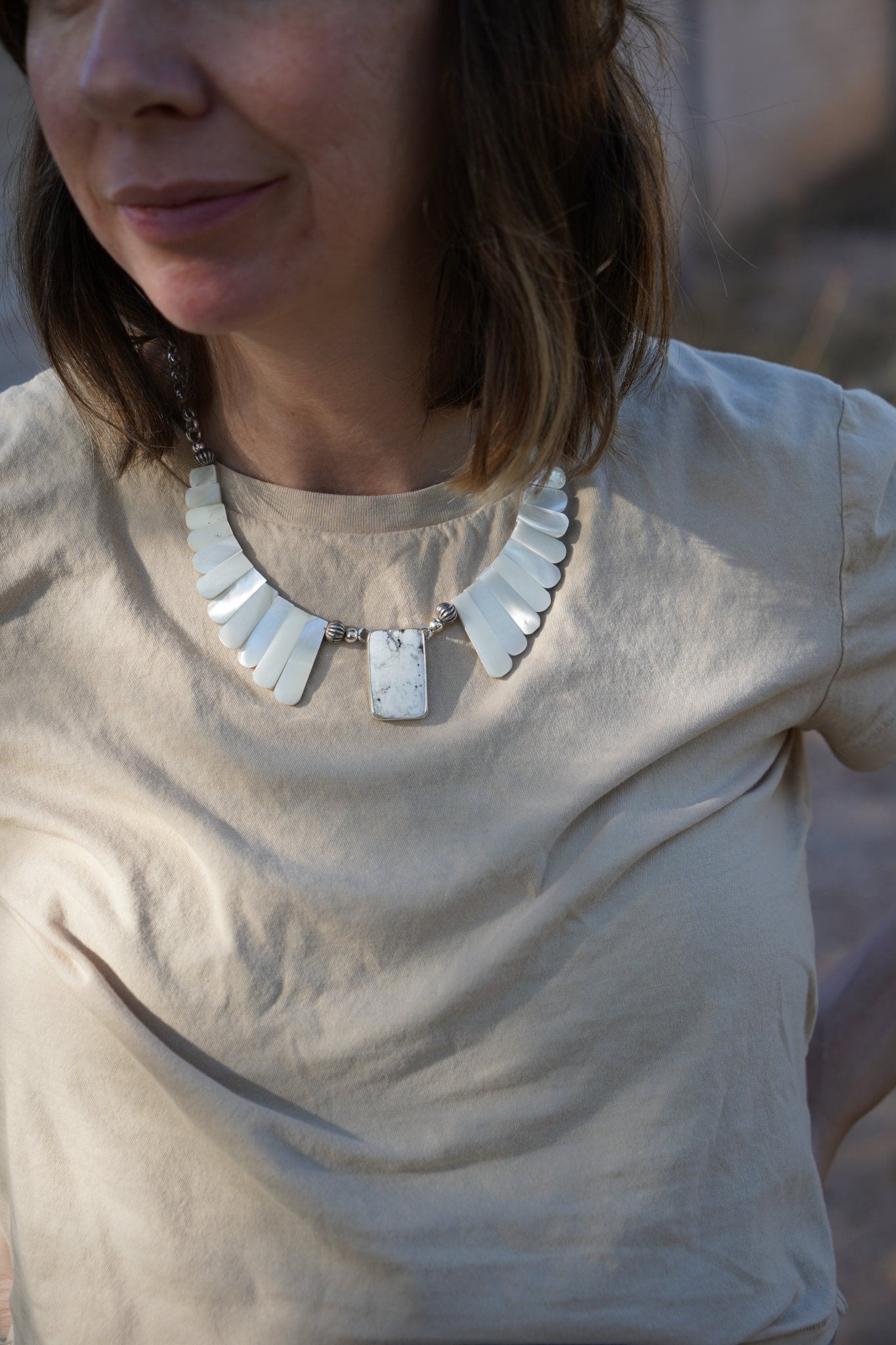 Desert Wings Collar in Whitewater Turquoise - Golden Road Crafted