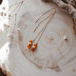 Dew Drop Ear Threaders in Carnelian + 14k Gold - fill - Golden Road Crafted