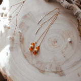 Dew Drop Ear Threaders in Carnelian + 14k Gold - fill - Golden Road Crafted