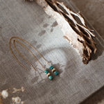 Dew Drop Ear Threaders in Hubei Turquoise - Golden Road Crafted