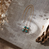 Dew Drop Ear Threaders in Hubei Turquoise - Golden Road Crafted