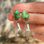 Disco Drop Earrings in Emerald Valley Turquoise - Golden Road Crafted