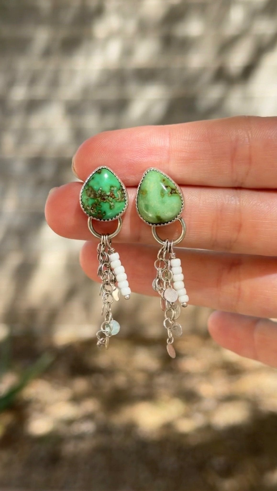 Disco Drop Earrings in Emerald Valley Turquoise - Golden Road Crafted