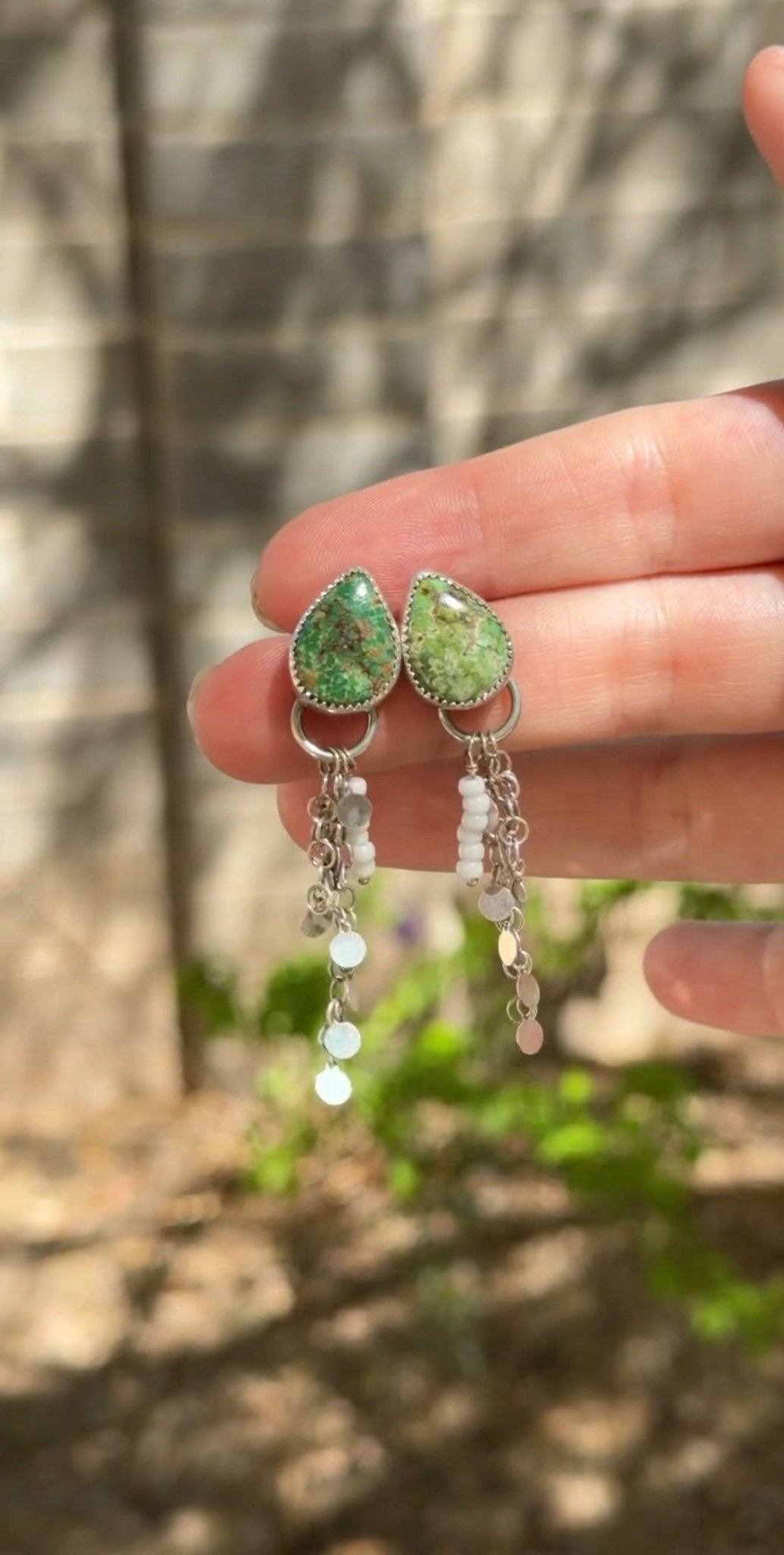 Disco Drop Earrings in Emerald Valley Turquoise - Golden Road Crafted