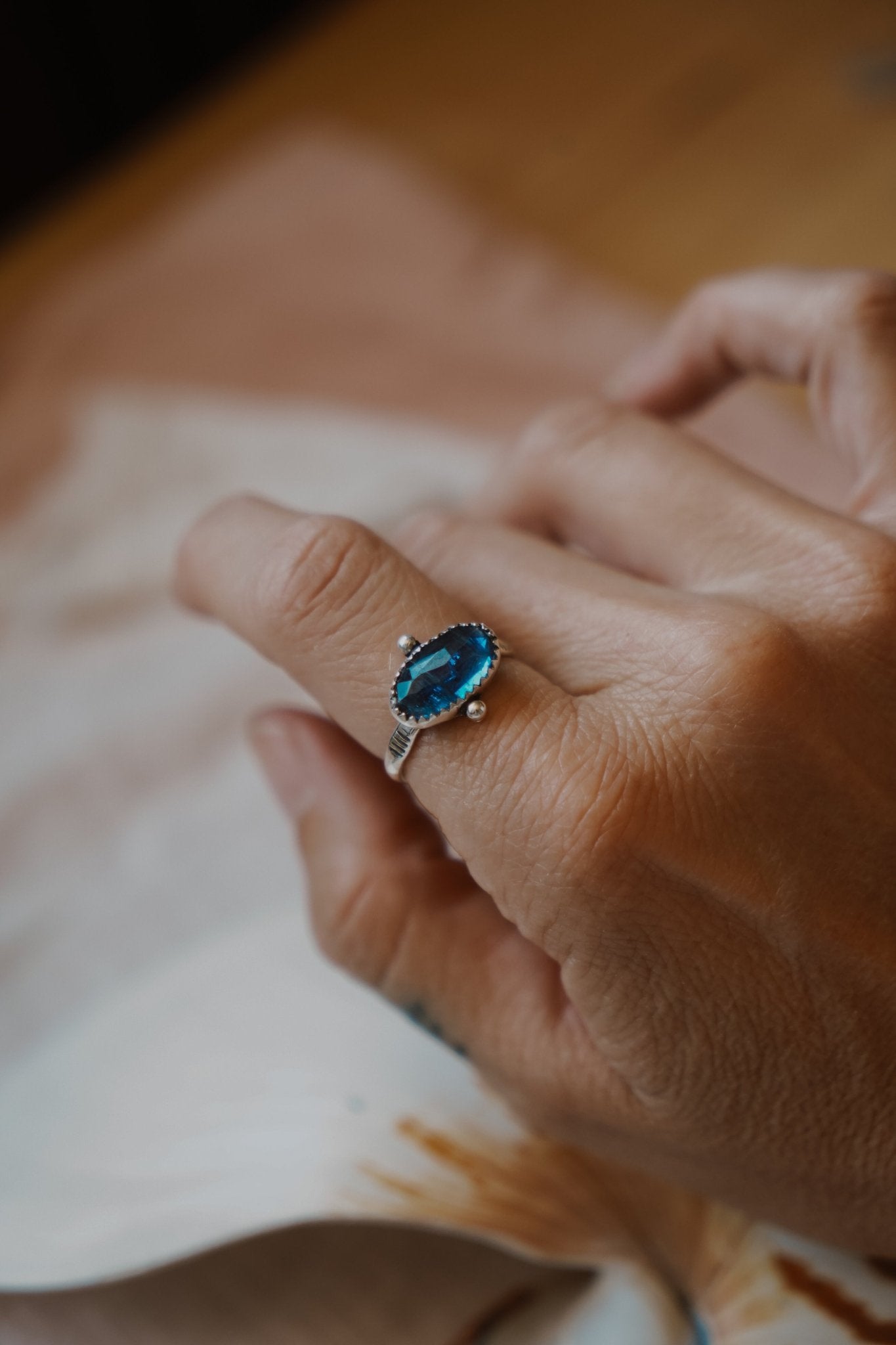 Dollop Ring in Blue Kyanite (Size 7.75) - Golden Road Crafted