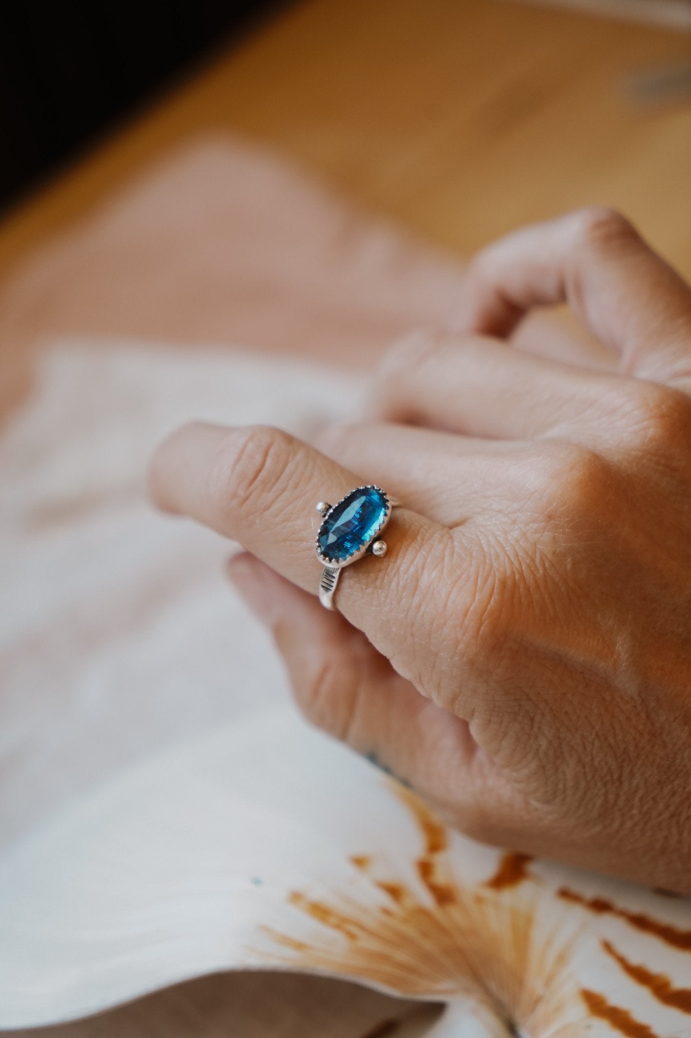 Dollop Ring in Blue Kyanite (Size 7.75) - Golden Road Crafted