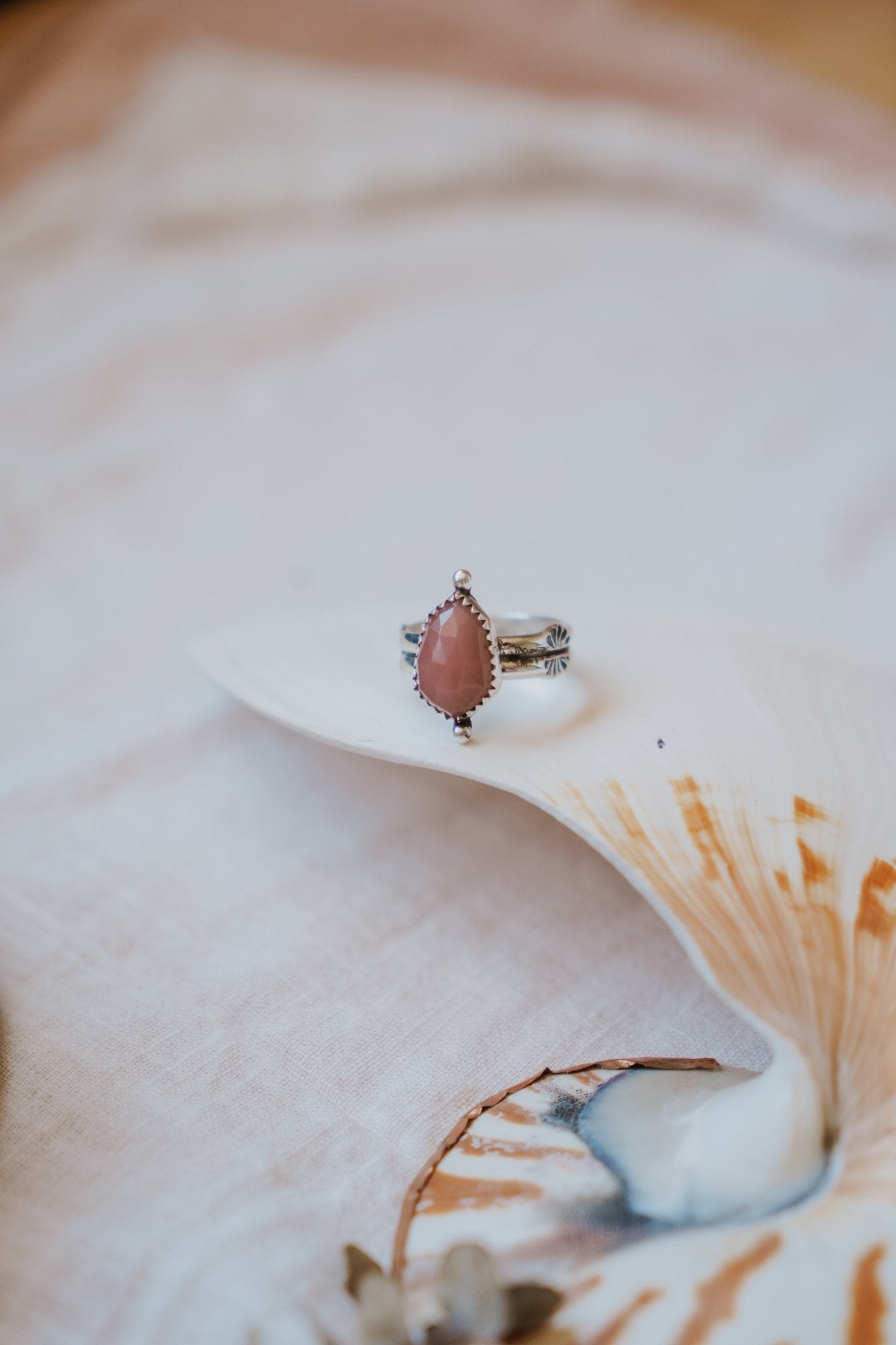 Dollop Ring in Rose Quartz (Size 8) - Golden Road Crafted