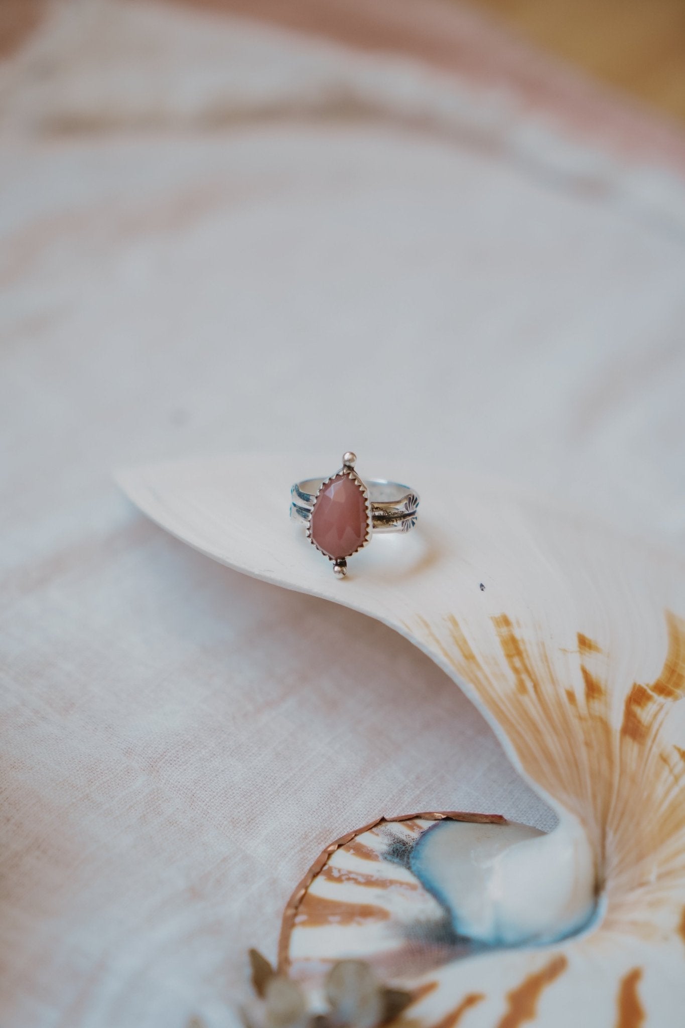 Dollop Ring in Rose Quartz (Size 8) - Golden Road Crafted