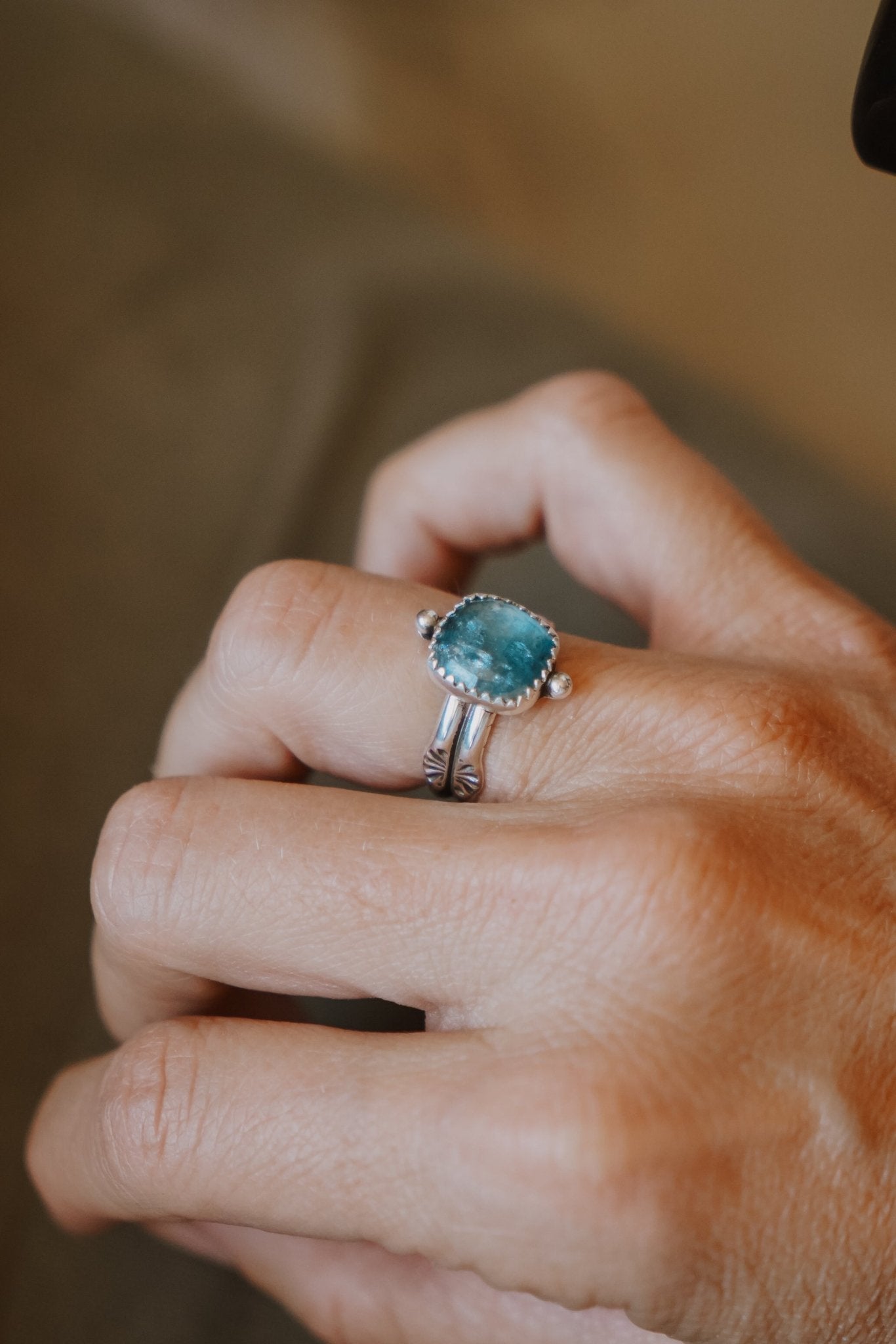 Dollop Ring in Sky Blue Kyanite (Size 7) - Golden Road Crafted