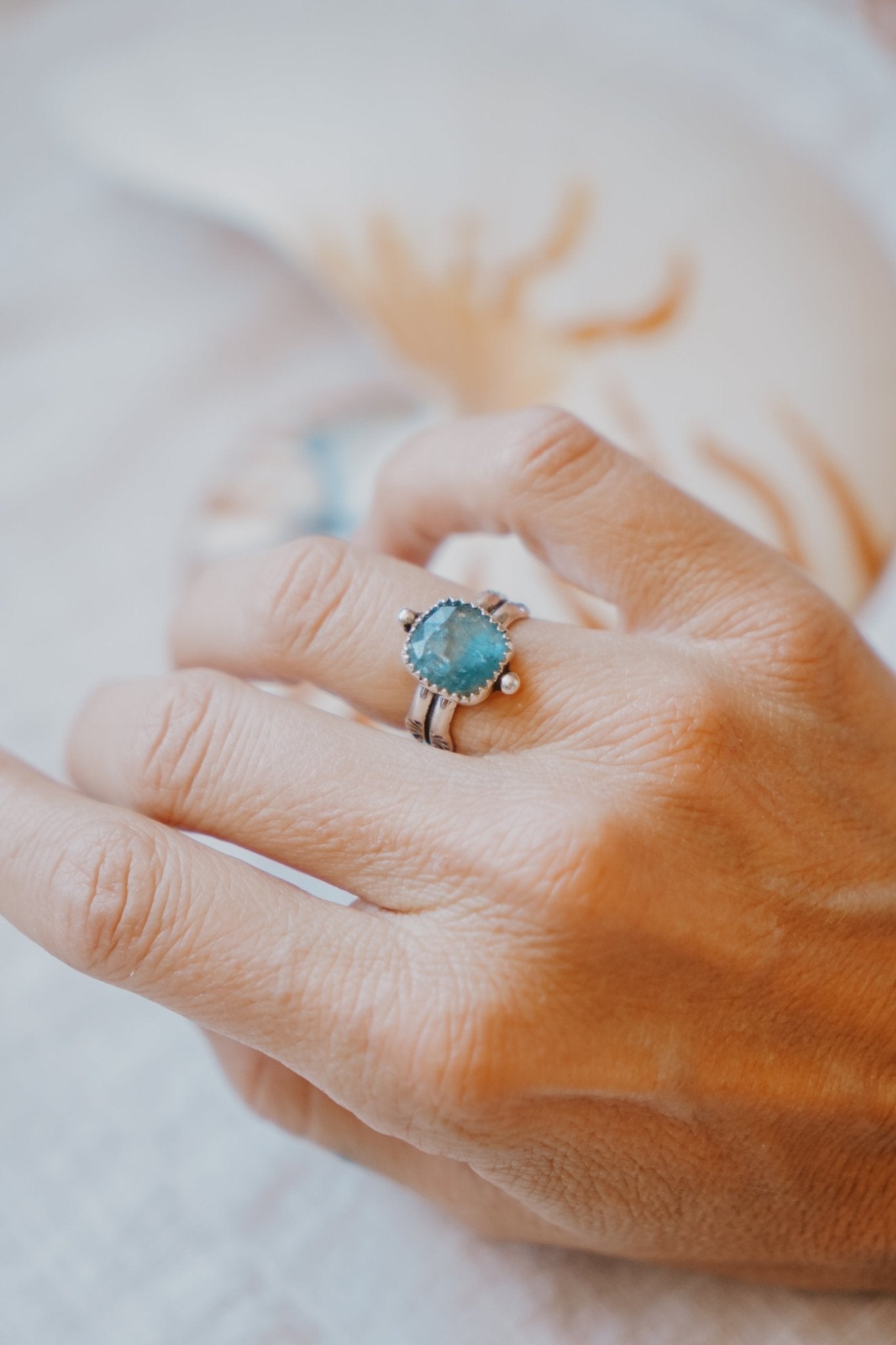 Dollop Ring in Sky Blue Kyanite (Size 7) - Golden Road Crafted