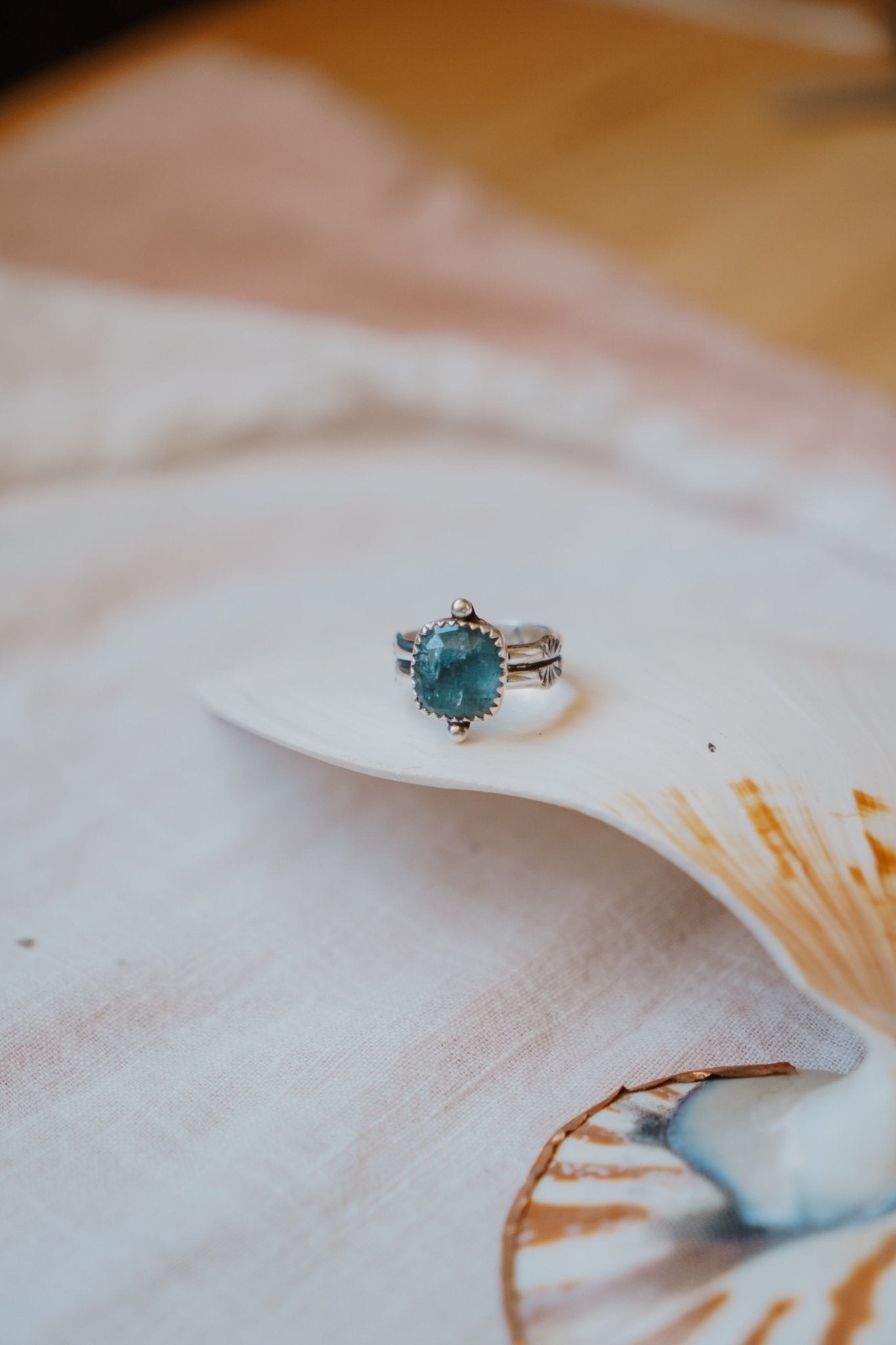 Dollop Ring in Sky Blue Kyanite (Size 7) - Golden Road Crafted