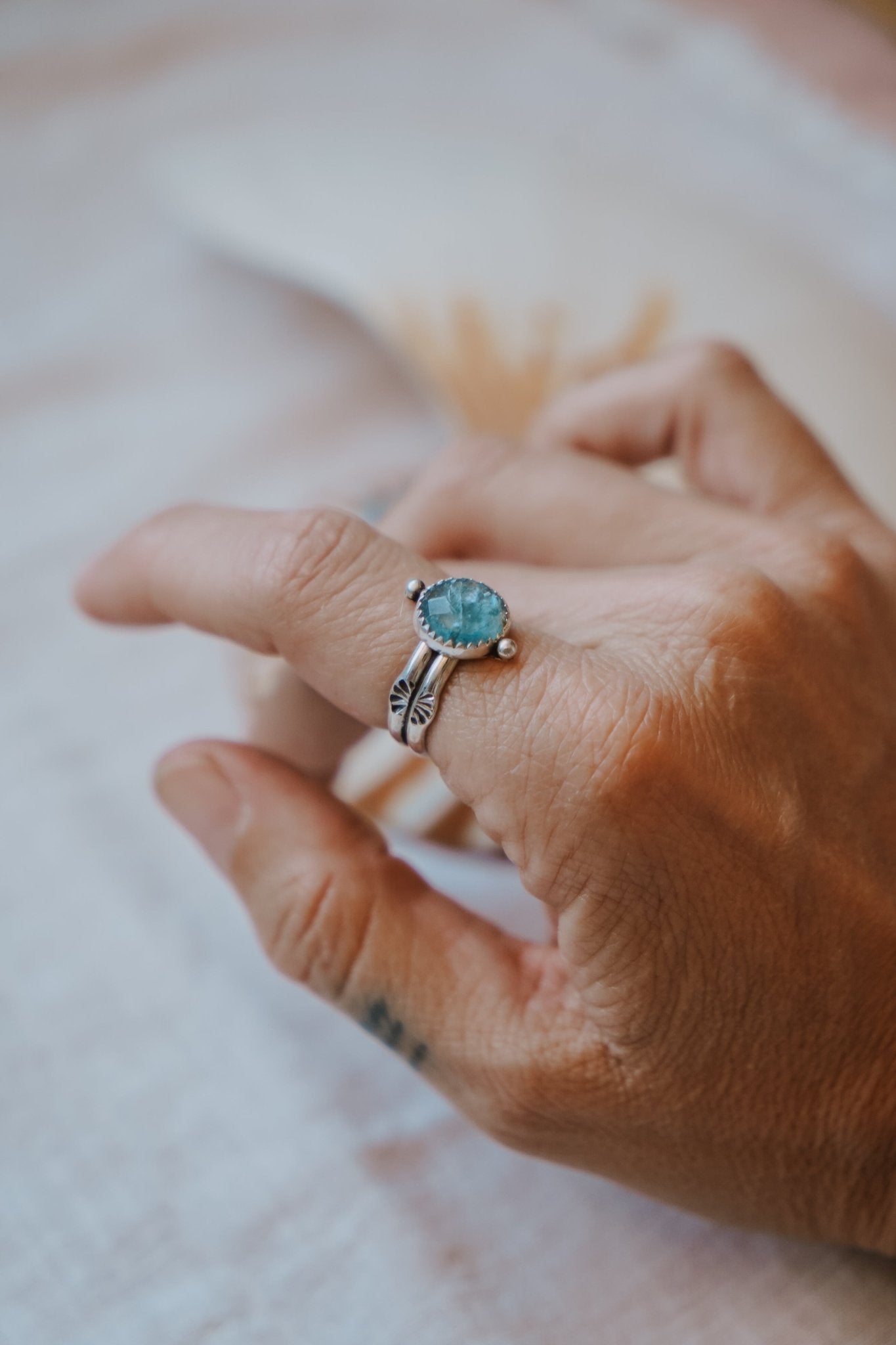 Dollop Ring in Sky Blue Kyanite (Size 7.25) - Golden Road Crafted