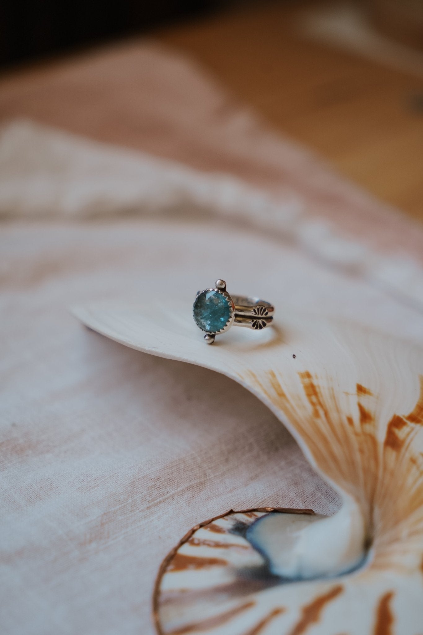 Dollop Ring in Sky Blue Kyanite (Size 7.25) - Golden Road Crafted