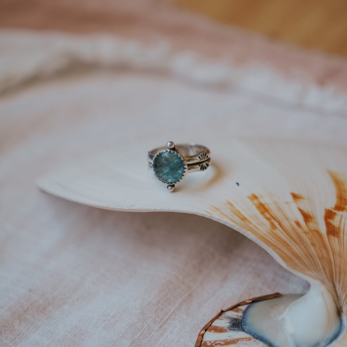 Dollop Ring in Sky Blue Kyanite (Size 7.25) - Golden Road Crafted