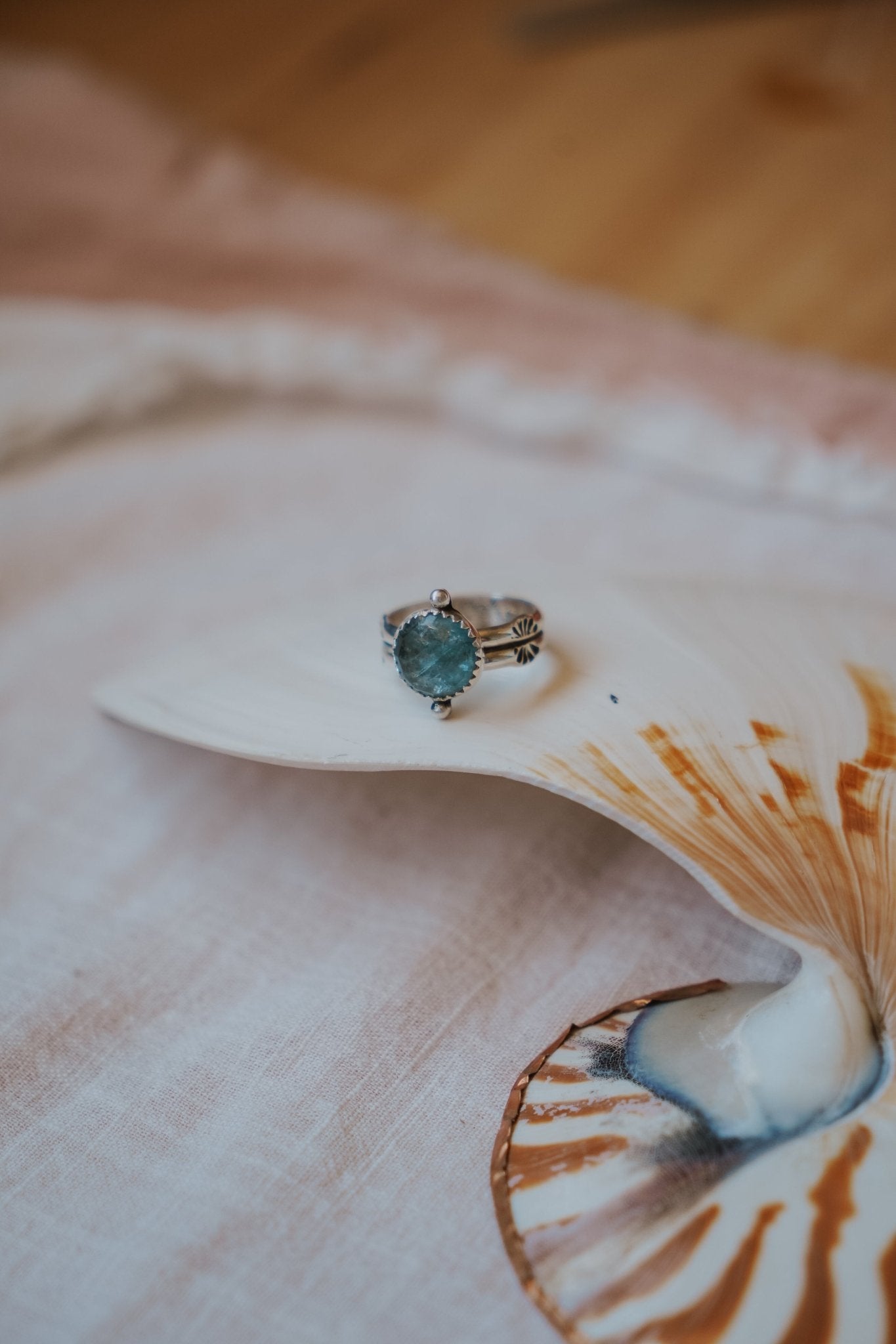 Dollop Ring in Sky Blue Kyanite (Size 7.25) - Golden Road Crafted