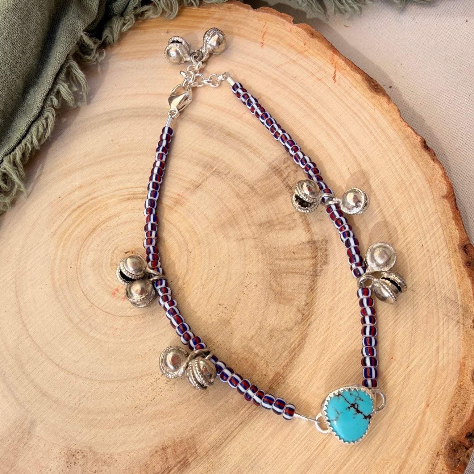 Dopamine BellDrop Anklet in Egyptian Turquoise - Golden Road Crafted