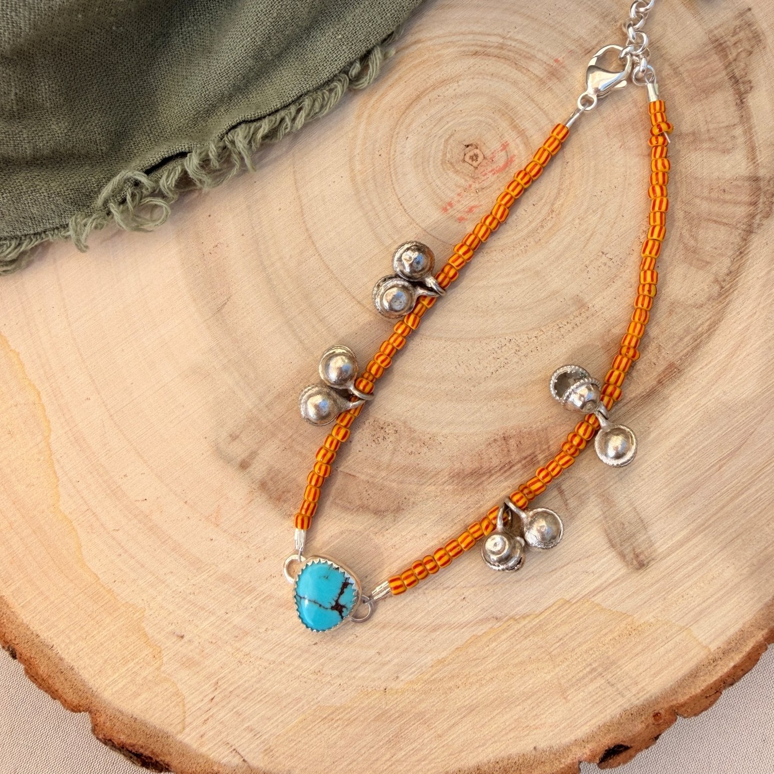 Dopamine BellDrop Anklet in Egyptian Turquoise - Golden Road Crafted