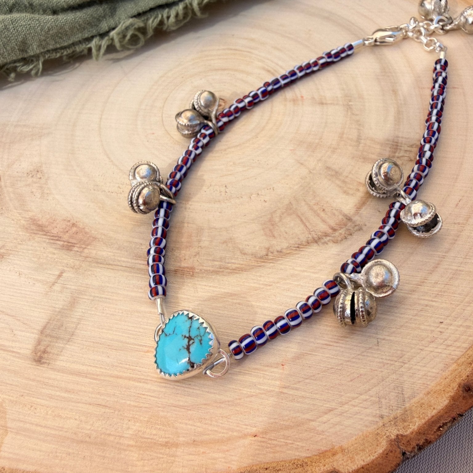 Dopamine BellDrop Anklet in Egyptian Turquoise - Golden Road Crafted