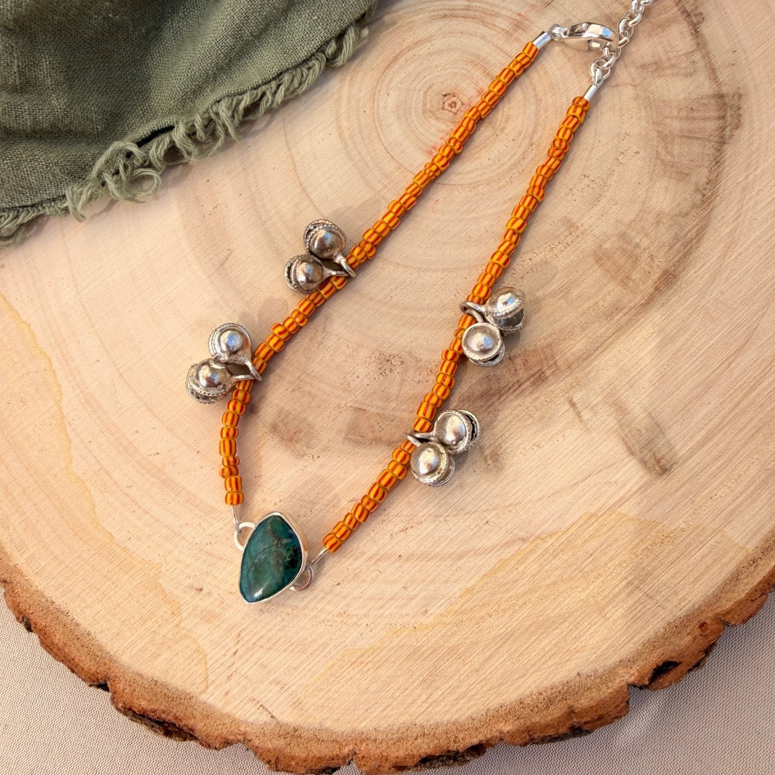 Dopamine BellDrop Anklet in Hubei Turquoise - Golden Road Crafted