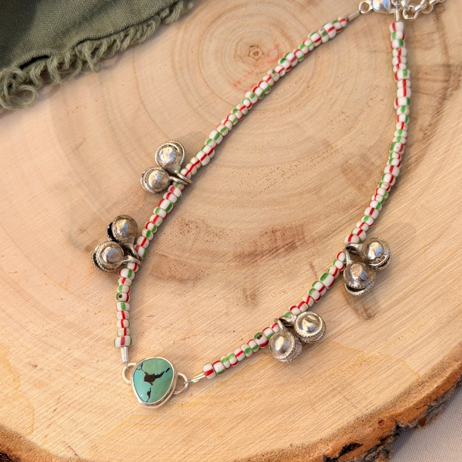 Dopamine BellDrop Anklet in Hubei Turquoise - Golden Road Crafted