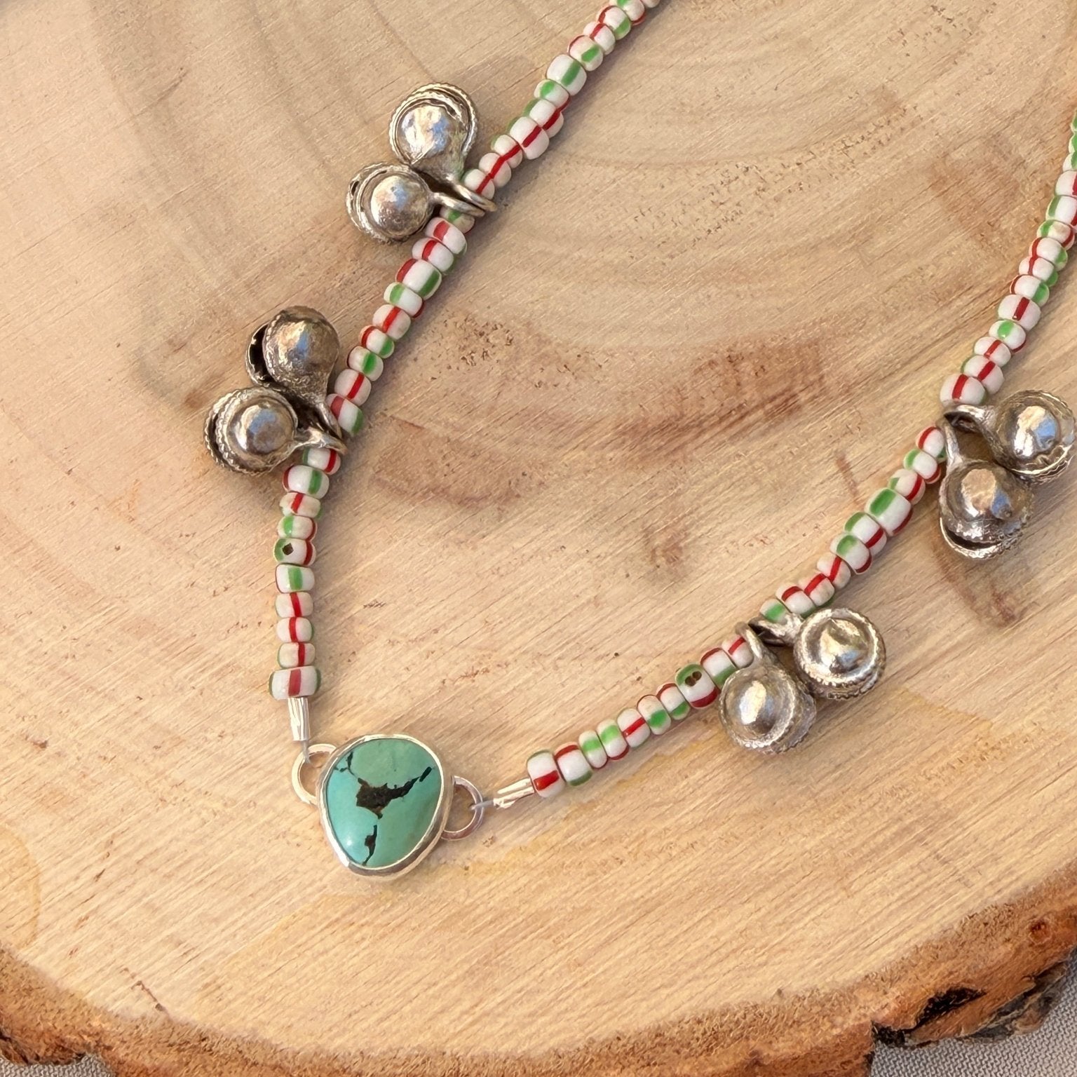 Dopamine BellDrop Anklet in Hubei Turquoise - Golden Road Crafted