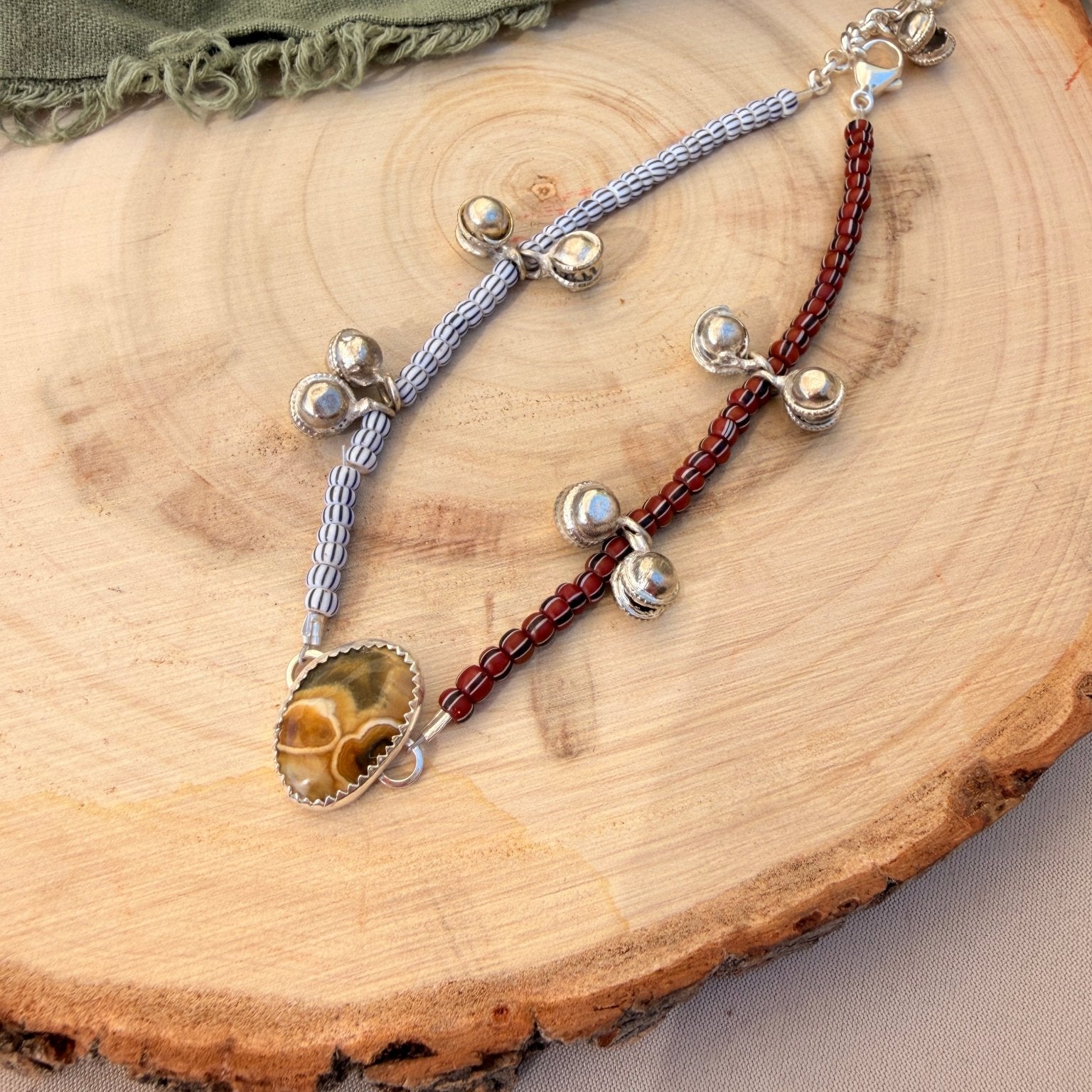 Dopamine BellDrop Anklet in Ocean Jasper - Golden Road Crafted
