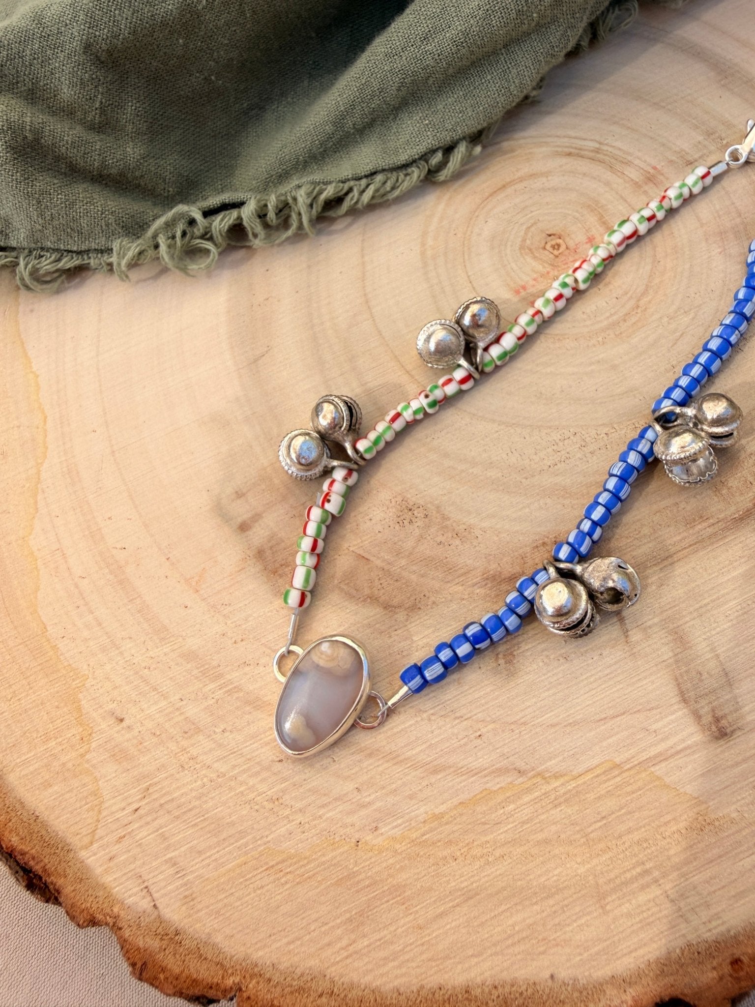 Dopamine BellDrop Anklet in Ocean Jasper - Golden Road Crafted