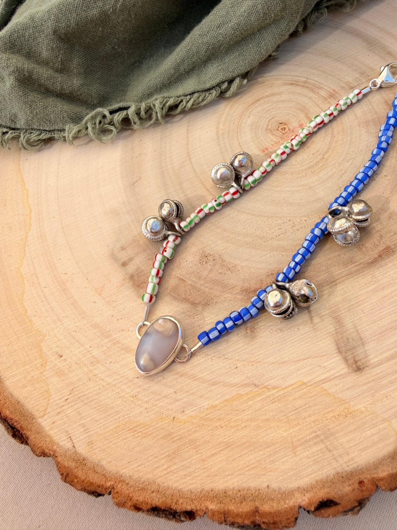 Dopamine BellDrop Anklet in Ocean Jasper - Golden Road Crafted