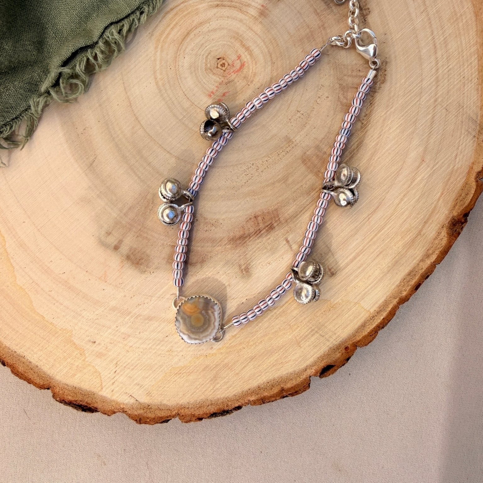Dopamine BellDrop Anklet in Ocean Jasper - Golden Road Crafted