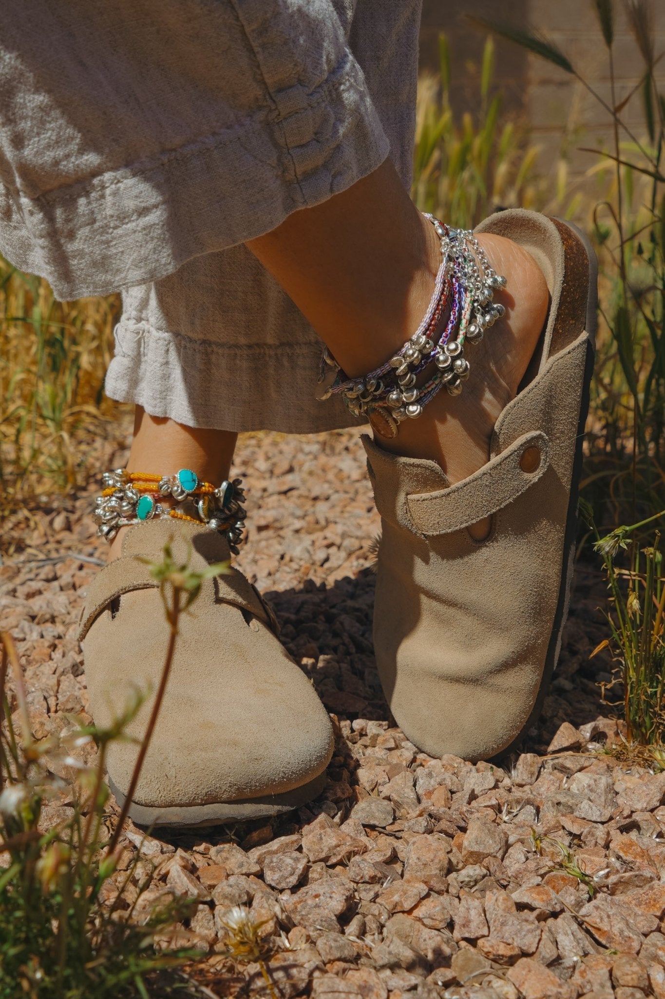 Dopamine BellDrop Anklet in Ocean Jasper - Golden Road Crafted