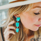 Drip Earrings in Tyrone Turquoise - Golden Road Crafted
