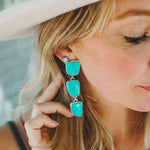 Drip Earrings in Tyrone Turquoise - Golden Road Crafted
