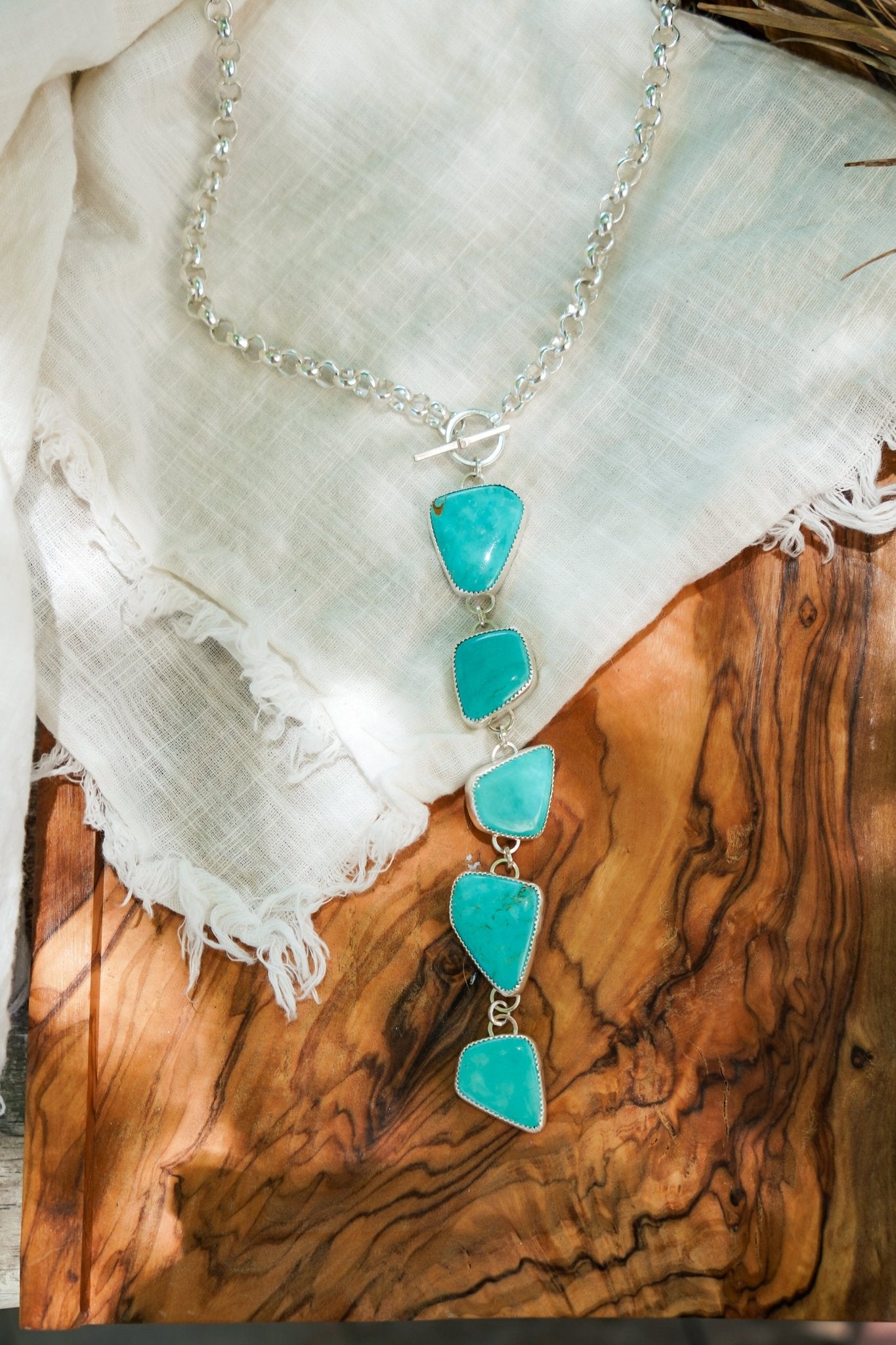 Drip Necklace in Tyrone Turquoise - Golden Road Crafted