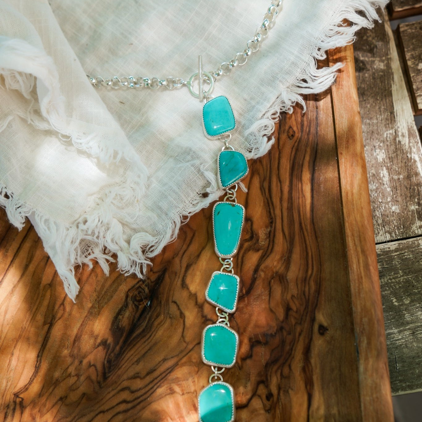 Drip Necklace in Tyrone Turquoise - Golden Road Crafted